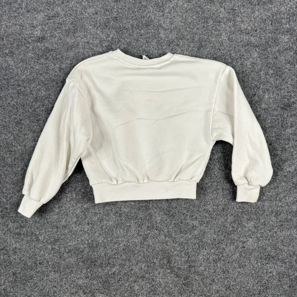 Nike Sweatshirt Kids Size 4XS Off-White Green Glitter Swoosh Logo Pullover
